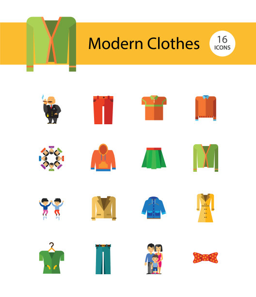 现代服装图标集图片下载
