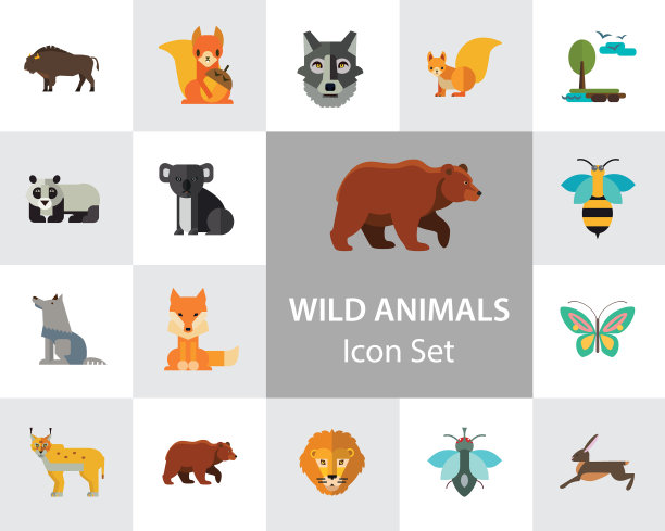 野生动物图标集图片下载
