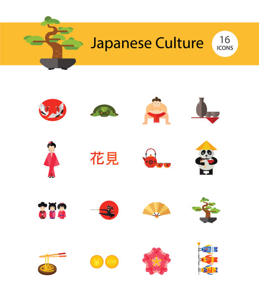 日本文化图标合集图片下载