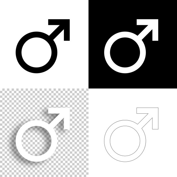 男性。图标设计。空白，白色和黑色背景-线图标图片下载