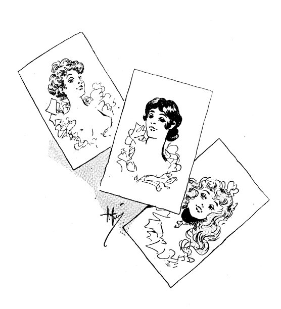 古董幽默漫画插图:三个女孩图片下载