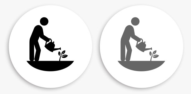 棍图园艺黑白圆形图标图片下载