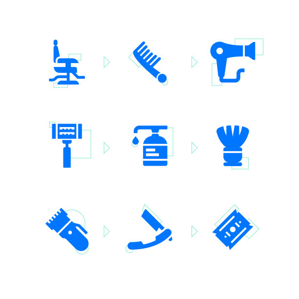 理发店图标套装图片下载