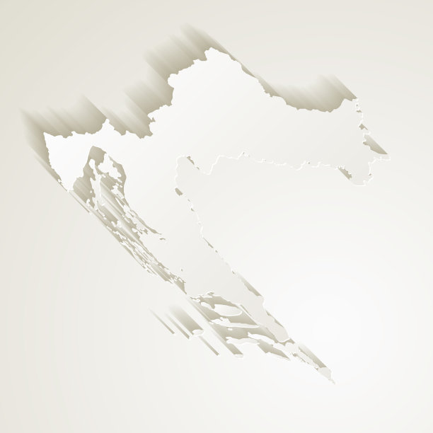 克罗地亚地图与剪纸效果的空白背景图片下载