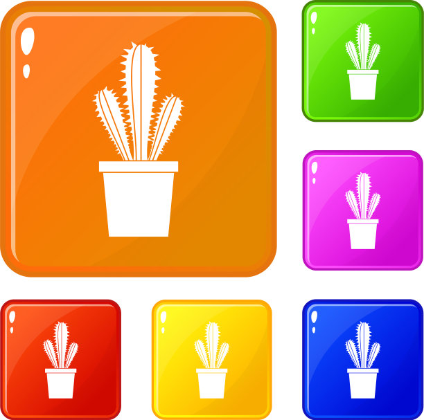仙人掌花盆图标设置颜色图片下载