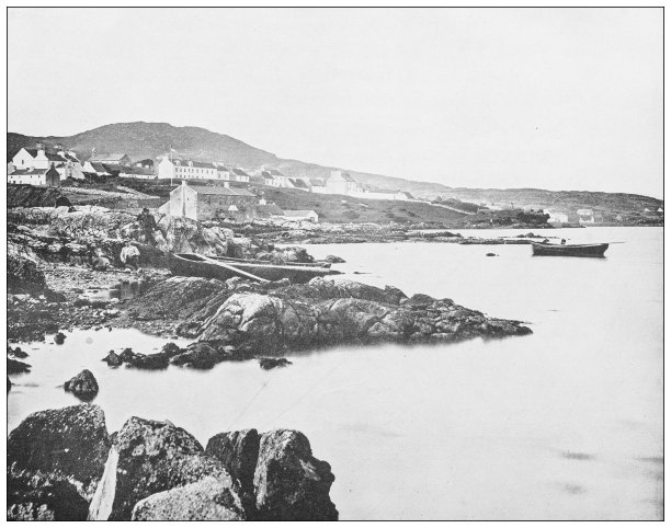 爱尔兰古董照片:高威郡圆石图片下载