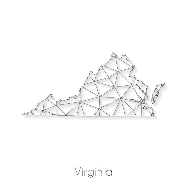 弗吉尼亚地图连接-网络网格上的白色背景图片下载