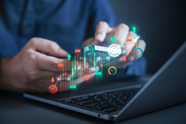 股票图表和财务图表。利用图形全息技术分析股票市场的金融总量。高质量照片图片下载