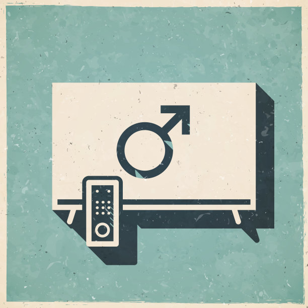 电视上有男性的象征。图标复古复古风格-旧纹理纸图片下载