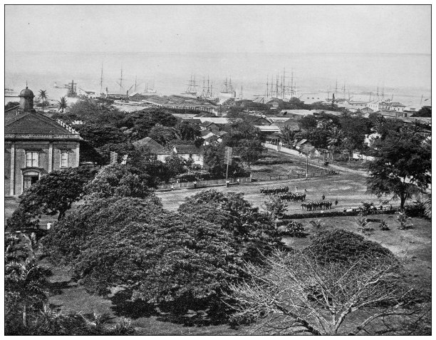 夏威夷，古董照片:军队演练，政府广场图片下载