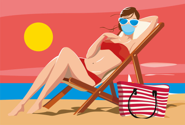 妇女日光浴面膜图片下载