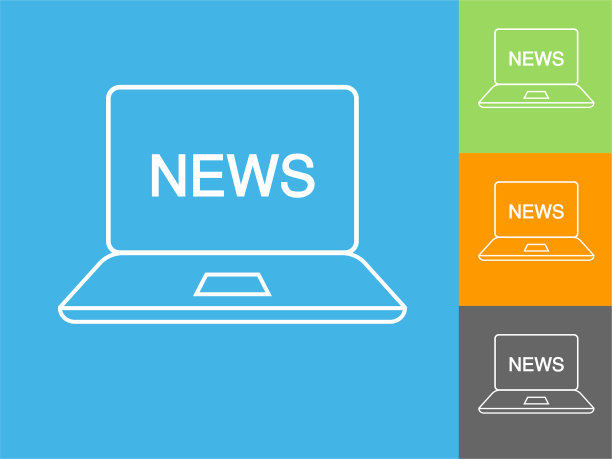 带有新闻图标的笔记本电脑图片下载