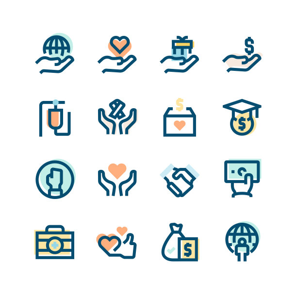 慈善和捐赠图标集图片下载