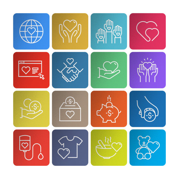 一套慈善和捐赠相关线图标。简单的轮廓图标。图片下载