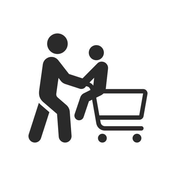 购物车图标。超市手推车。一家人在超市购物。图片下载