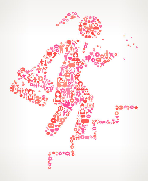 阅读和旅行的女性权利和女孩权力的图标模式图片下载