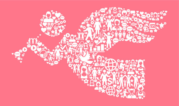 天使女性权利和女孩权力的图标模式图片下载