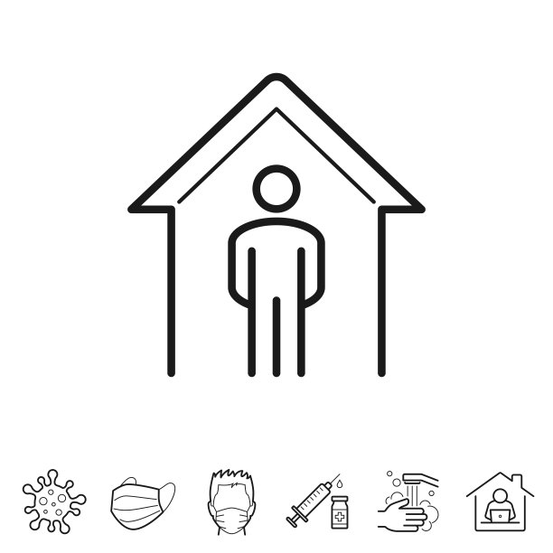 居家隔离线性图标（可编辑描边）图片下载