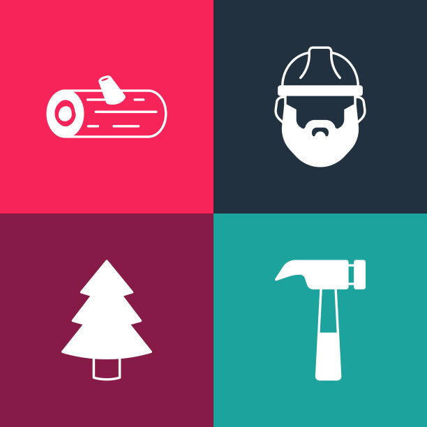 设置波普艺术锤子圣诞树伐木工和图片下载