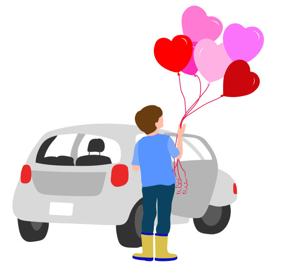 情人节气球和儿童黄色图片下载