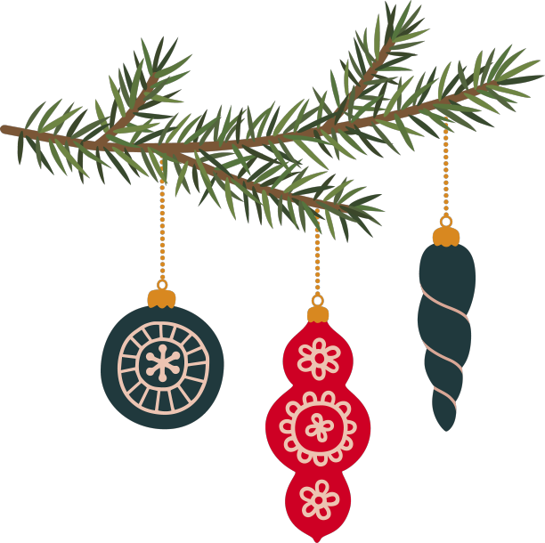 圣诞树上挂着新年玩具图片下载