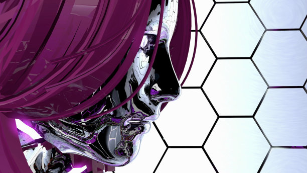 漫画风格的机器人女人脸图片下载