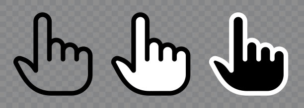 鼠标光标。鼠标手光标。电脑鼠标点击光标。黑色矢量图标。向量的剪纸艺术。图片下载