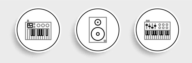 线条音乐合成器和立体声扬声器图片下载