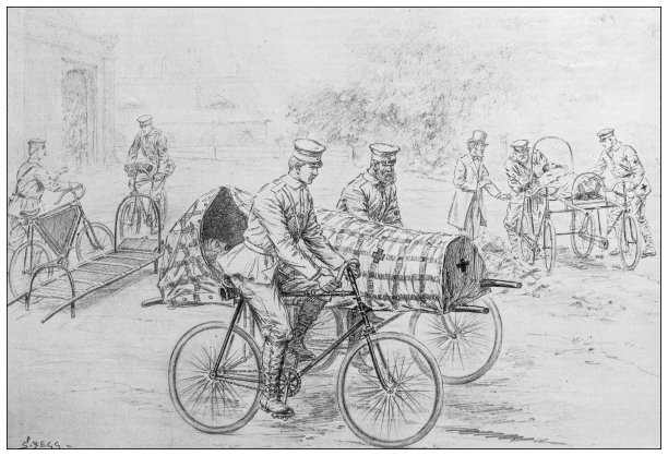 来自英国杂志的古董图片:德国军队的自行车救护车图片下载