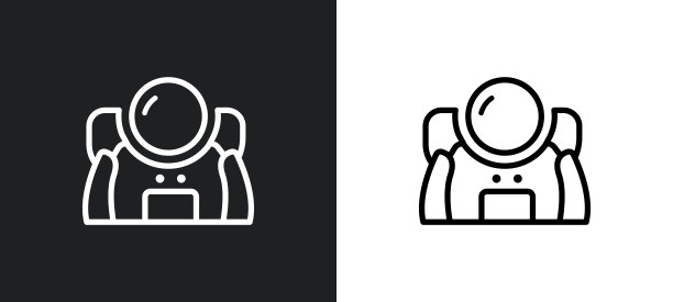 太空人轮廓图标在白色和黑色的颜色。太空人平面矢量图标从天文集合为web，移动应用程序和用户界面。图片下载