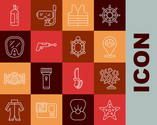 设线海星、珊瑚、扇贝等海贝生活图片下载