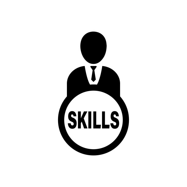 具有SKILLS文字的商务人士扁平图标图片下载