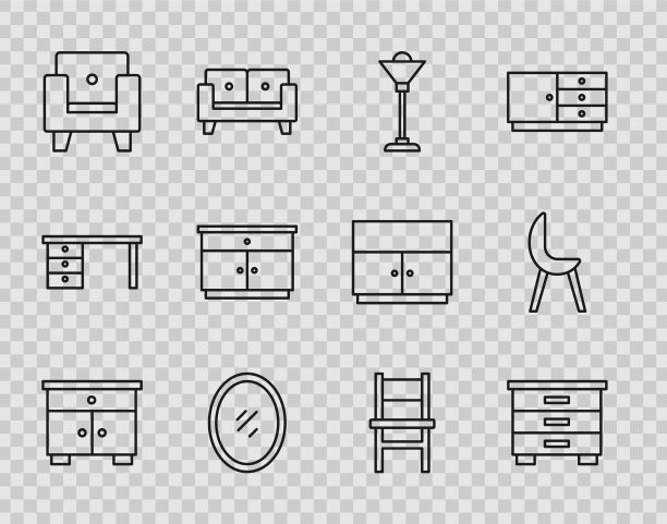 套线家具、床头柜、落地灯、镜子图片下载