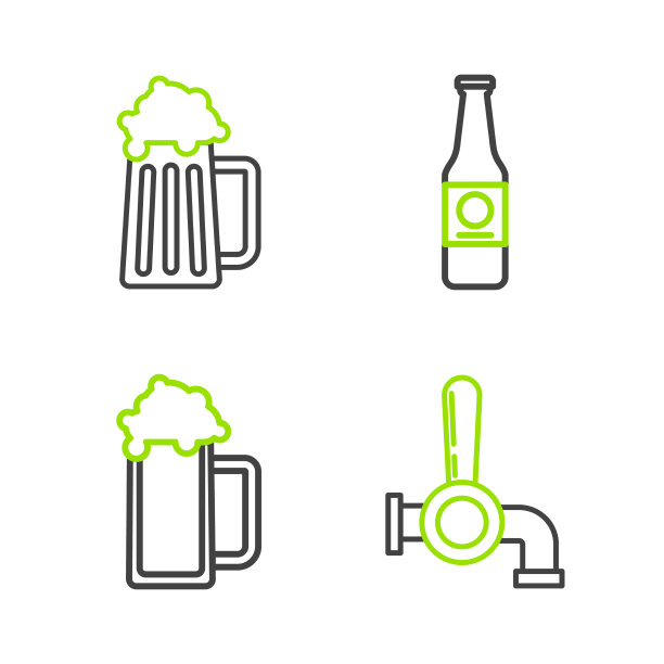 设置线啤酒龙头玻璃啤酒瓶和图片下载