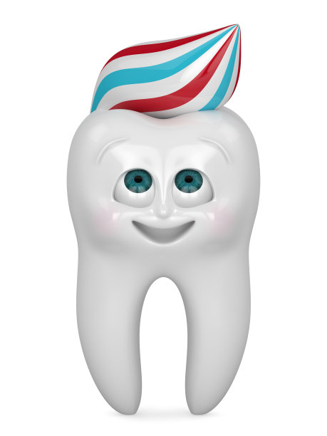 3D渲染卡通牙先生看牙膏隔离在白色背景图片下载