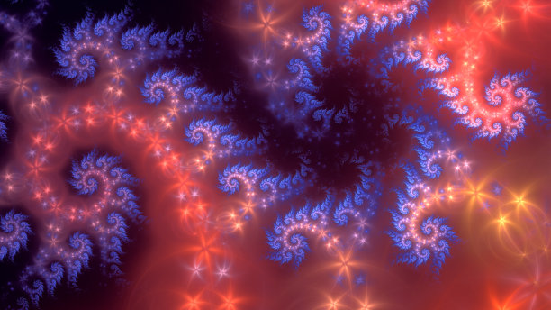 龙，烟花和星星。摘要Kleinian分形艺术。图片下载