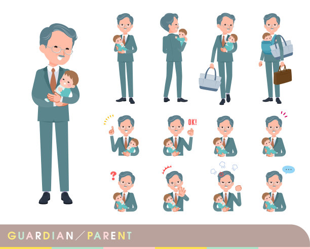 一组商业总裁男人谁是婴儿的监护人图片下载