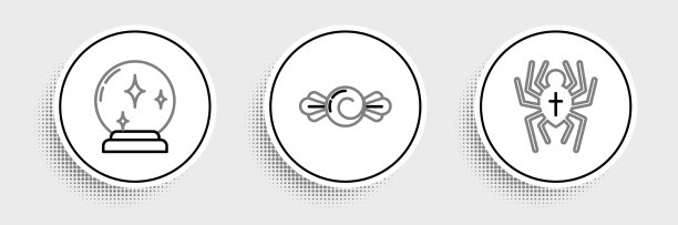 蜘蛛魔术球和糖果图标图案图片下载
