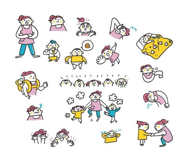 可爱的日常生活彩色套装插画材料的老师和孩子谁照顾低龄儿童图片下载