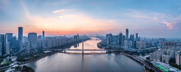 中国广州城市建筑、天际线和自然风光的航拍照片图片下载