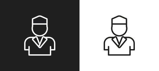 训练师大纲图标在白色和黑色的颜色。训练师平面矢量图标从美国足球收集网络，移动应用程序和用户界面。图片下载