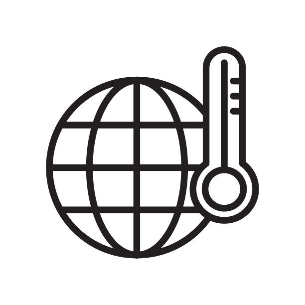 全球变暖轮廓矢量图标，白色背景上的全球变暖线条图标，适用于网页、移动设备和UI设计图片下载