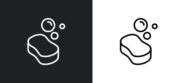 海绵轮廓图标在白色和黑色的颜色。海绵平面矢量图标从清洁收集的网页，移动应用程序和用户界面。图片下载