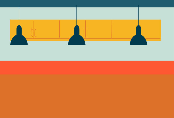 吧台，衣柜，阁楼风格的吊灯。内部。图片下载