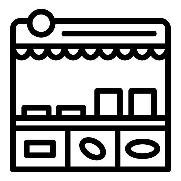 快餐摊位线图标，亚洲食品概念，韩国报亭矢量标志在白色背景上，轮廓风格图标移动概念网页设计。矢量图形。图片下载