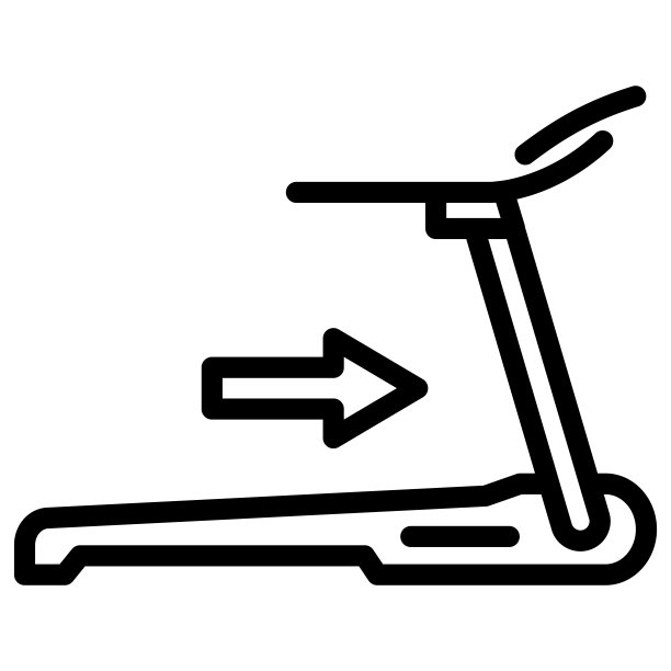 跑步机线路图标，健身房概念，白色背景的跑步机训练标志，训练机跑步机图标在轮廓风格的移动概念网页设计。矢量图形。图片下载