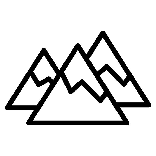 雪线山脉图标，世界雪日概念，白色背景上的冬季山脉标志，轮廓风格移动概念网络设计中的山脉景观图标。矢量图形图片下载