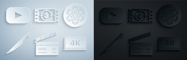 设置电影拍板，胶片卷轴刀笔记本屏幕图片下载