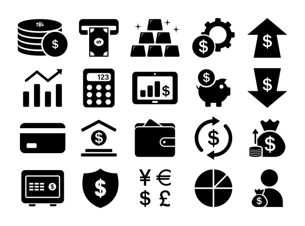 金融交易与银行矢量图标集图片下载