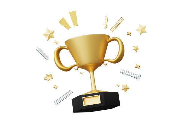 3d渲染，白色背景孤立的金杯冠军奖杯，冠军奖杯，商业理念，卡通风格的庆祝活动获奖，冠军奖励奖。图片下载